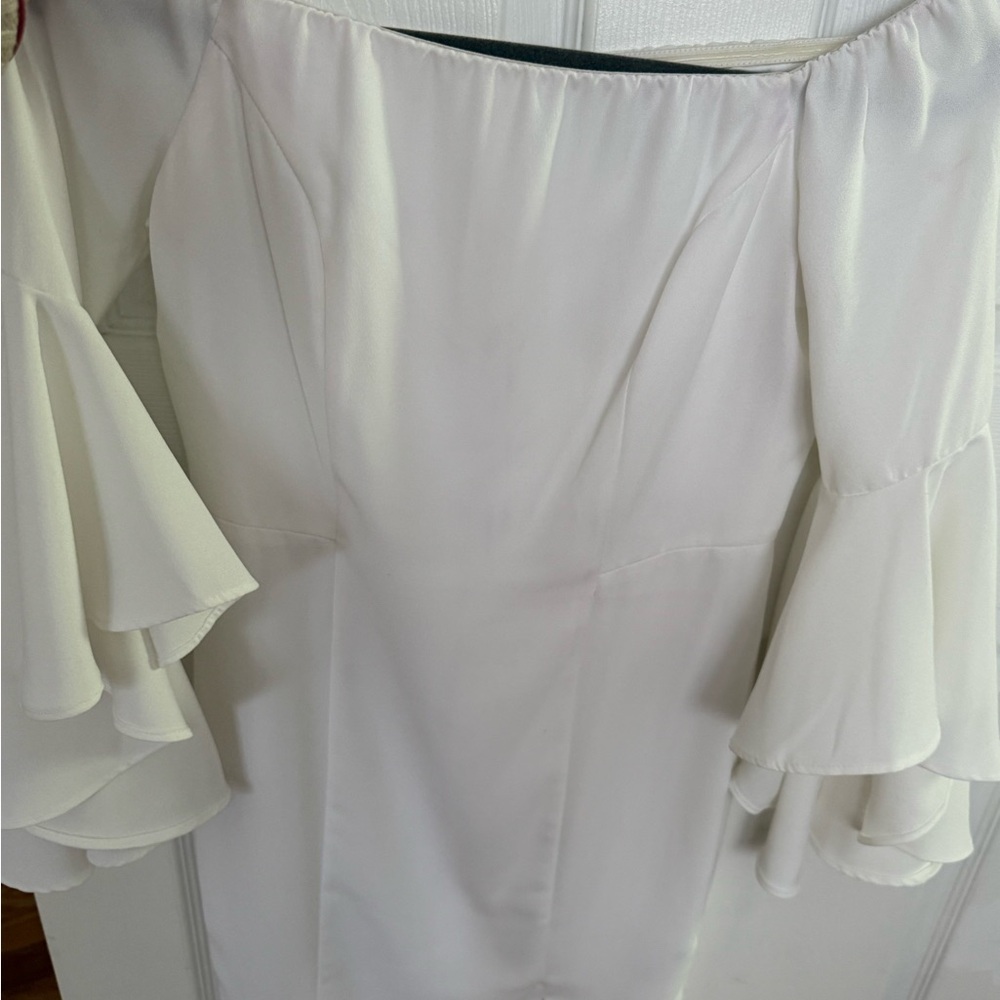 VenusElegant White Off-Shoulder Dress with sleeves